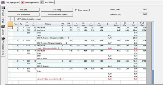 Ventilation pipeline – IntegraCAD screenshot
